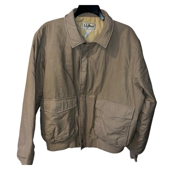 LL Bean Freeport Maine Insulated tan Bomber Jacket Mens Long XL Made in USA 90s - Picture 1 of 10